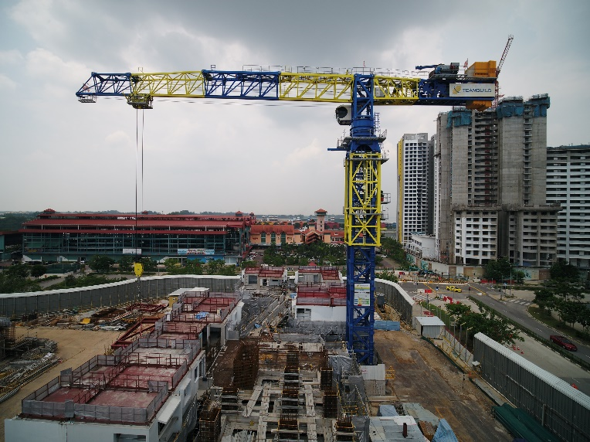 A tower crane at a construction site