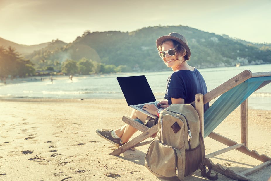 A person working on the beach