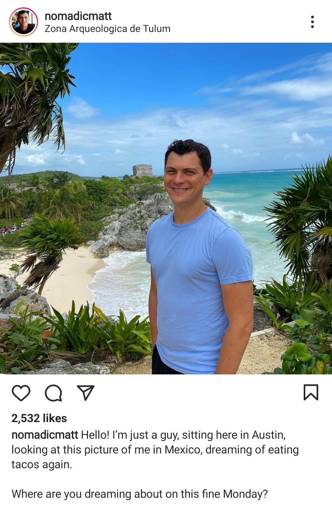 Instagram post of Nomadic Matt