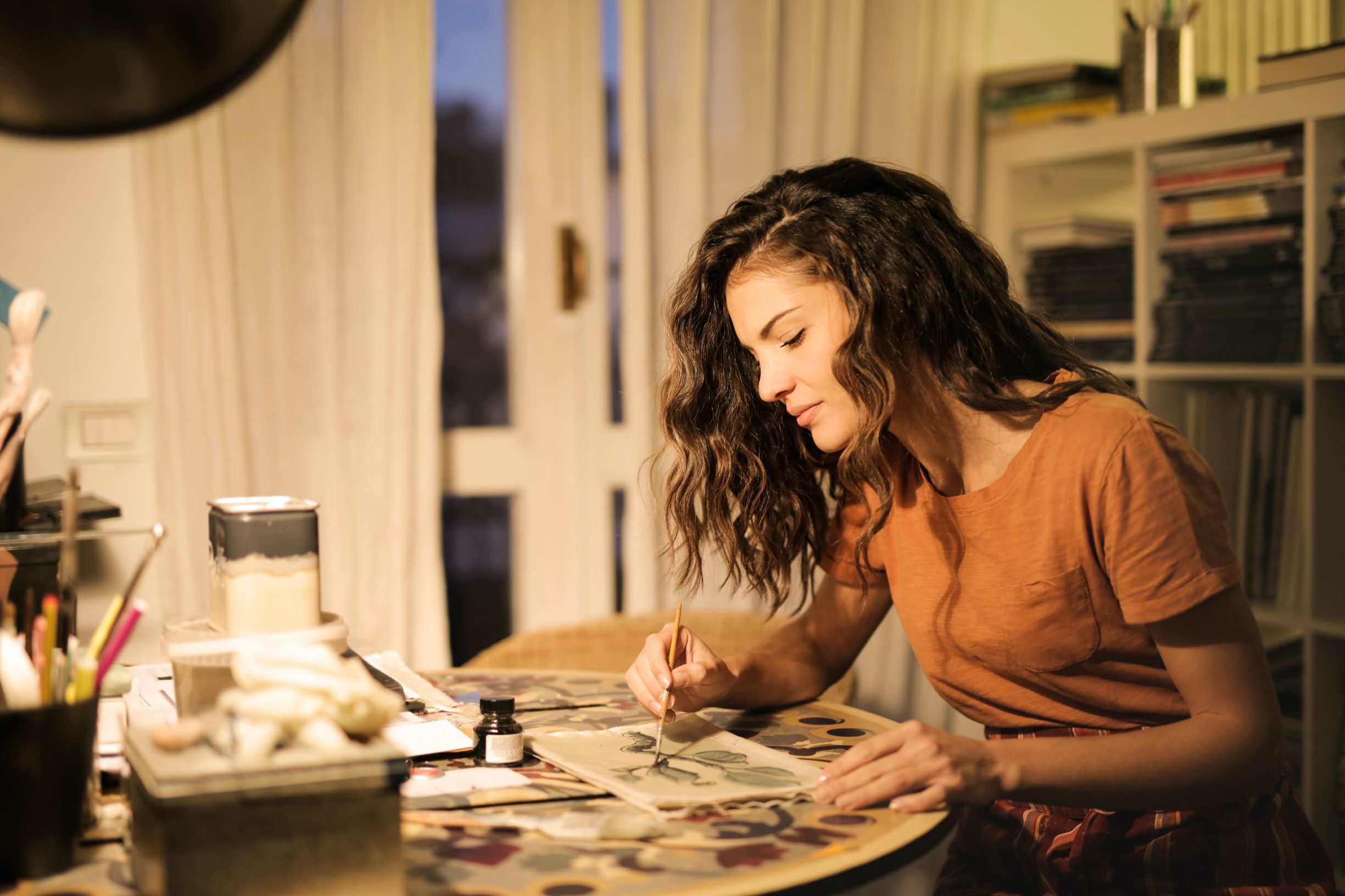 A woman painting